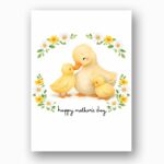 Happy Mothers Day Duck Mom And Ducklings Floral Wreath Editable Home Printing File