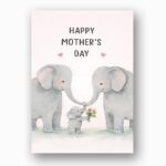Happy Mothers Day Elephant Family Minimalist Heart Art Diy Printable Card Stationery