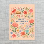 Happy Mothers Day Floral Bird Nest Pink Illustration Diy Watercolor Digital Card