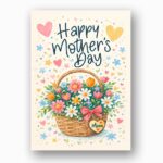 Happy Mothers Day Flower Basket Colorful Heart Design Last Minute Digital Greeting