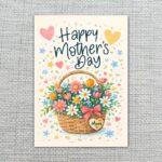 Happy Mothers Day Flower Basket Colorful Heart Design Last Minute Digital Greeting