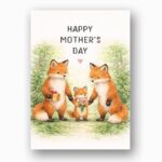 Happy Mothers Day Fox Family Forest Meadow Illustration High Quality Digital Stationery
