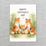 Happy Mothers Day Fox Family Forest Meadow Illustration High Quality Digital Stationery