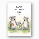 Happy Mothers Day Koala Family Eucalyptus Forest Art Instant Download Greeting