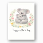 Happy Mothers Day Koala Mom And Baby Floral Wreath Quick Download Greeting Card
