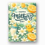Happy Mothers Day Lemon Baby Bottle Duckling Floral Art Professional 300 Dpi Download