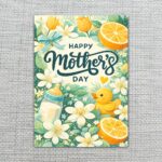 Happy Mothers Day Lemon Baby Bottle Duckling Floral Art Professional 300 Dpi Download