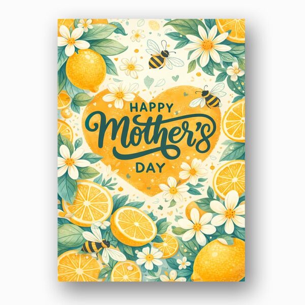 Happy Mothers Day Lemon Chamomile Daisy Floral Summer Design Editable Pdf Greeting Download