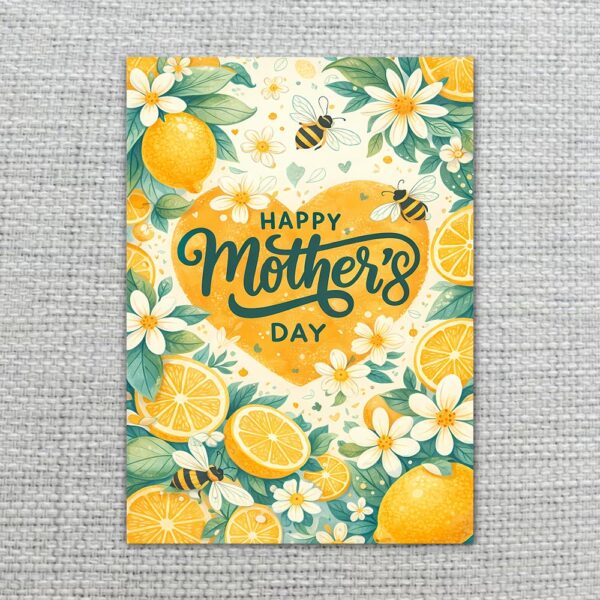 Happy Mothers Day Lemon Chamomile Daisy Floral Summer Design Editable Pdf Greeting Download