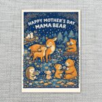 Happy Mothers Day Mama Bear Deer Hedgehog Night Scene Printable Keepsake Card