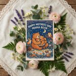 Happy Mothers Day Mama Bear Hugging Cubs Night Forest Custom Digital Greeting File
