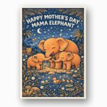 Happy Mothers Day Mama Elephant Jungle Night Starry Sky Instant Delivery Digital Card