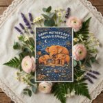 Happy Mothers Day Mama Elephant Jungle Night Starry Sky Instant Delivery Digital Card
