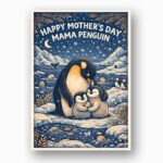 Happy Mothers Day Mama Penguin Family Iceberg Ocean Art Editable Pdf Greeting Download