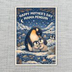 Happy Mothers Day Mama Penguin Family Iceberg Ocean Art Editable Pdf Greeting Download