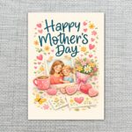 Happy Mothers Day Mother Daughter Photo Hearts Design Instant Edit Digital Stationery
