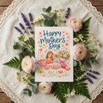 Happy Mothers Day Mother Daughter Photo Hearts Design Instant Edit Digital Stationery