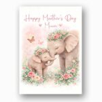 Happy Mothers Day Mum Elephant And Baby Calf Floral Art Professional 300 Dpi Download