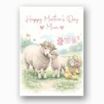 Happy Mothers Day Mum Sheep Lamb Meadow Spring Art Instant Delivery Digital Card