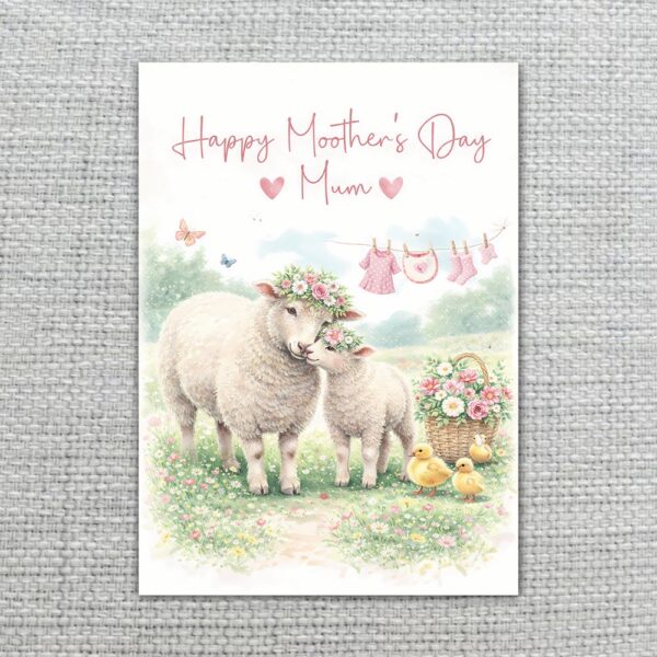 Happy Mothers Day Mum Sheep Lamb Meadow Spring Art Instant Delivery Digital Card