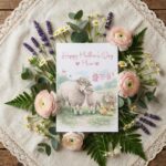 Happy Mothers Day Mum Sheep Lamb Meadow Spring Art Instant Delivery Digital Card