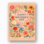 Happy Mothers Day Spring Floral Frame Peach Background Ready To Print Digital Card