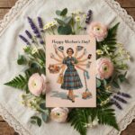 Happy Mothers Day Super Mom Multi Arm Housewife Vintage Downloadable Sentiment Card