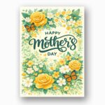 Happy Mothers Day Yellow Rose Floral Butterfly Garden Professional 300 Dpi Download