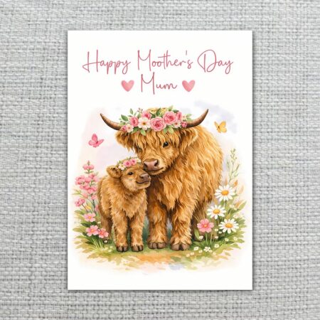 HighlandCowAndCalfHappyMothersDayMumFloralCowArt2.jpg