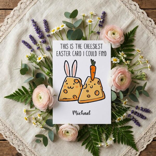 Hilarious Cheese Carrot Easter Greeting Unique Food Pun Diy Printable Card Stationery