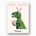 Hilarious Dino Bunny Pink Ears Card Sarcastic Animal 5X7 Printable Digital Card