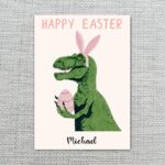 Hilarious Dino Bunny Pink Ears Card Sarcastic Animal 5X7 Printable Digital Card