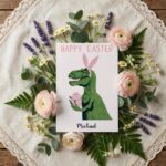 Hilarious Dino Bunny Pink Ears Card Sarcastic Animal 5X7 Printable Digital Card