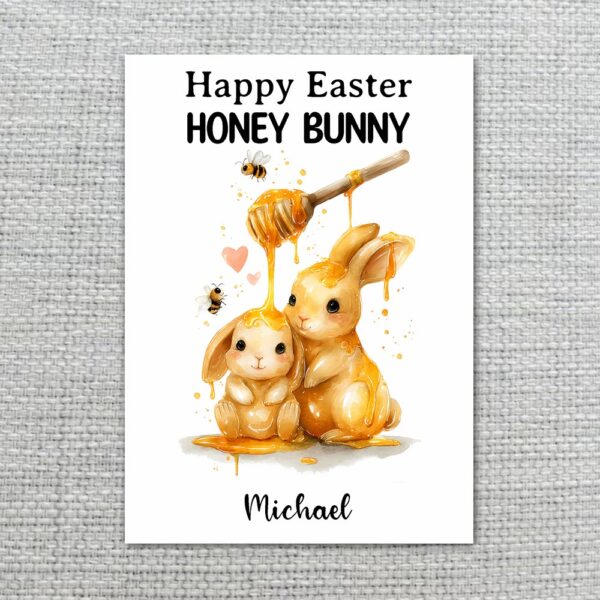 Honey Bunny Bees Honey Card Golden Sweet Easter Botanical Watercolor Printable Card