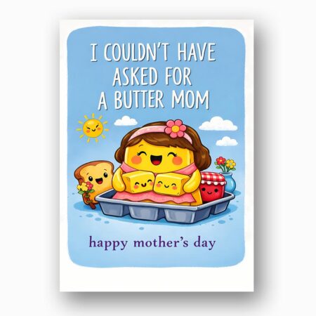I Couldnt Have Asked For A Butter Mom Butter On Waffle Pun Quick Download Greeting Card