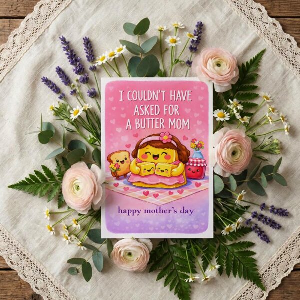 I Couldnt Have Asked For A Butter Mom Pancakes Heart Illustration Diy Watercolor Digital Card