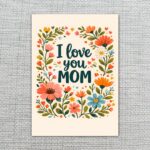 I Love You Mom Floral Wreath Colorful Garden Illustration High Resolution Diy Card