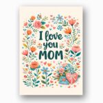 I Love You Mom Floral Wreath Hearts Birds Art Diy Watercolor Digital Card