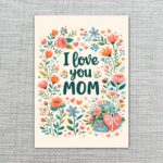 I Love You Mom Floral Wreath Hearts Birds Art Diy Watercolor Digital Card
