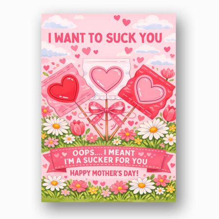 I Want To Suck You Im A Sucker For You Mothers Day Pink Heart Lollipop Floral Botanical Watercolor Printable Card
