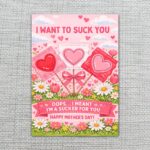I Want To Suck You Im A Sucker For You Mothers Day Pink Heart Lollipop Floral Botanical Watercolor Printable Card