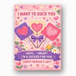 I Want To Suck You Im A Sucker For You Mothers Day Purple Pink Heart Lollipop Editable Botanical Gift Card