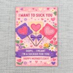 I Want To Suck You Im A Sucker For You Mothers Day Purple Pink Heart Lollipop Editable Botanical Gift Card