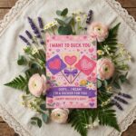 I Want To Suck You Im A Sucker For You Mothers Day Purple Pink Heart Lollipop Editable Botanical Gift Card