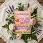 I Want To Suck You Im A Sucker For You Mothers Day Yellow Pink Heart Lollipop High Resolution Botanical Print