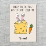 Large Cheese Block Bunny Pun Easter Card Fun Cheesiest Printable 5X7 Greeting Template