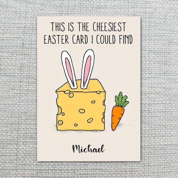Large Cheese Block Bunny Pun Easter Card Fun Cheesiest Printable 5X7 Greeting Template