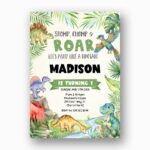 Light Mint Greenery Dinosaur Tropical Volcano Instant Access Greeting Card