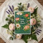 Love You Mom Green Floral Illustration With Daisies And Tulips 300 Dpi High Res Printable