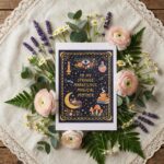 Magical Mother Celestial Art With Black Cat And Mushrooms Instant Delivery Digital Card